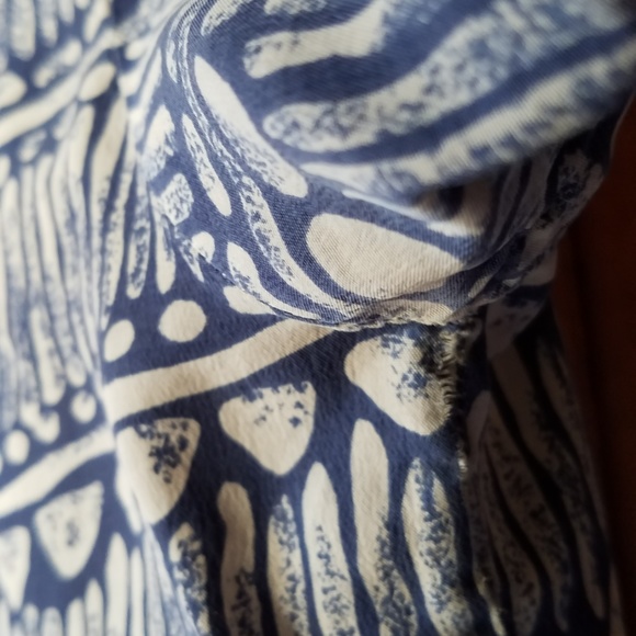 Blue & Ecru Silk Top M - Picture 2 of 5